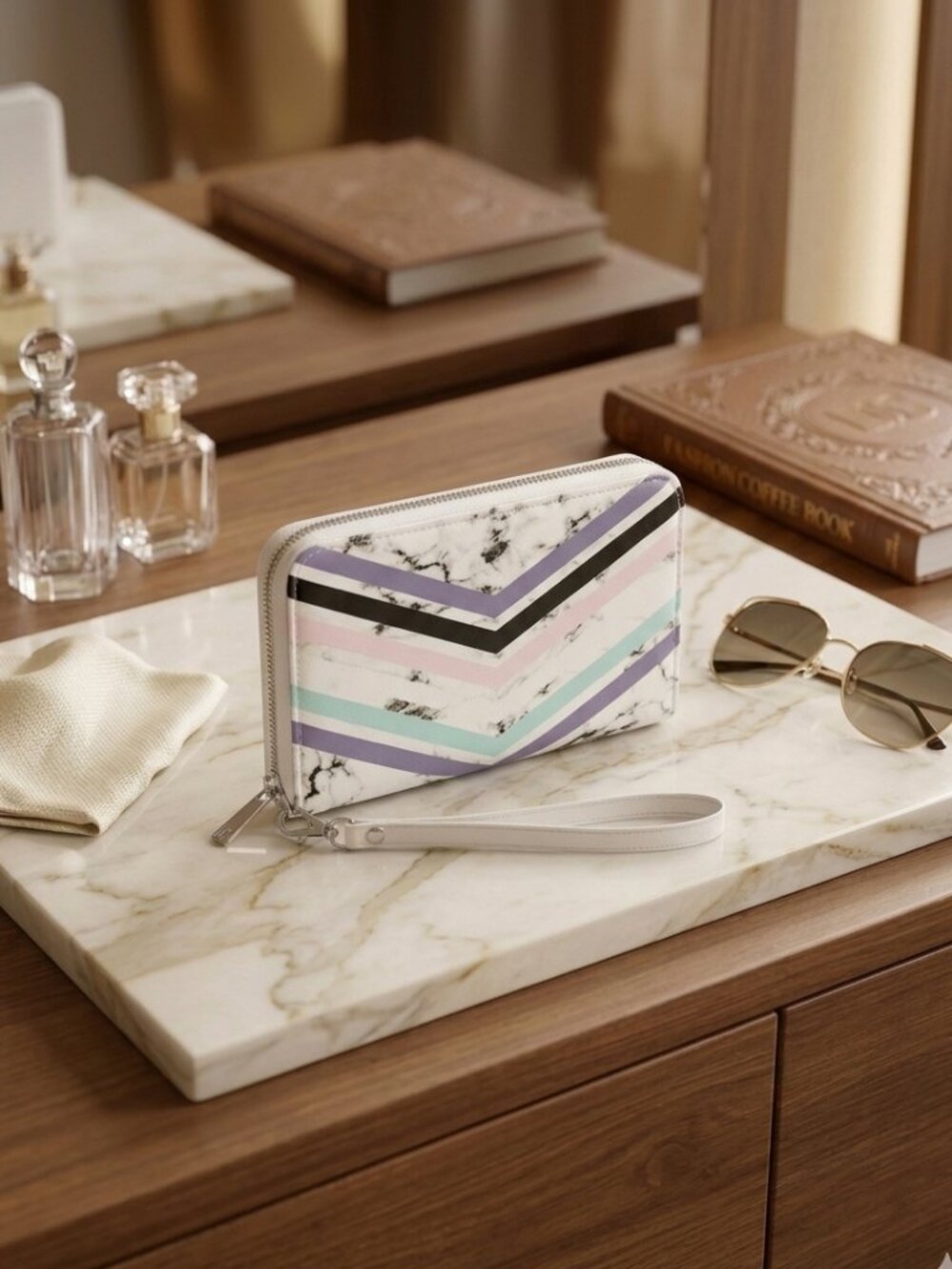 Wristlet Wallet - White with Pastel Accents
